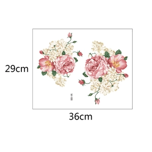 Close-up of M-188 floral peony wall sticker for bathroom measuring 29cm x 36cm