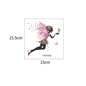 Luminous fairy wall sticker with floral dress and butterfly wings measuring 15.5x15cm