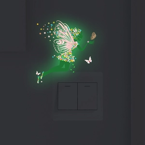 Glow In The Dark Flower Fairy Butterfly Wall Sticker Fluorescent DIY Decoration Luminous Switch Sticker For Kids Bedroom Home Wall Art Decor