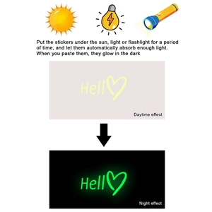 Luminous Hello decal showing day and night comparison with glowing heart design