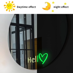 Luminous Hello decal showing comparison between daytime effect and night glow