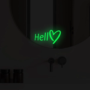 Luminous Hello Heart Wall Sticker PVC Glow In The Dark Mirror Decal For Living Room Bedroom Switch DIY Home Decor Sticker