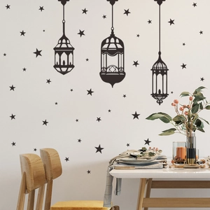 Islamic style hanging lantern wall decals with stars for elegant room decoration