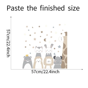 Détails des dimensions des stickers muraux animaux mignons avec ours et lions
