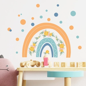Cartoon rainbow and flower wall stickers for kids room background wall decoration