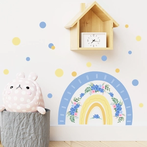 Colorful cartoon rainbow and floral wall stickers for nursery and modern home decor