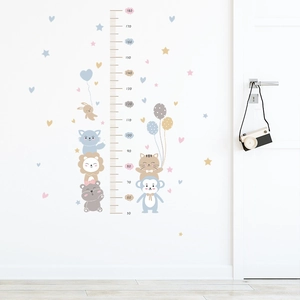Cartoon animal growth chart wall sticker for kids bedroom with scale 50-180cm