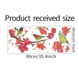 Detail view of product received size for Chinese style bird and flower wall stickers