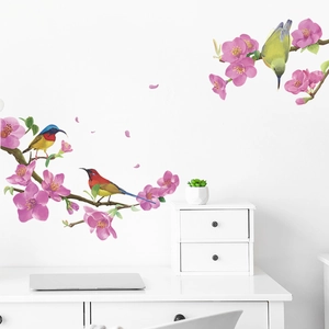 Realistic Chinese style plum blossom and bird wall decals for home living room decoration