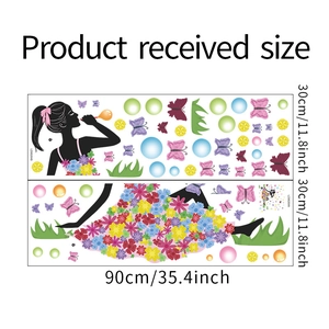 Detail der DIY Wandtattoo-Sets mit Cartoon-Mädchen und Schmetterling in 30x90cm Maßen