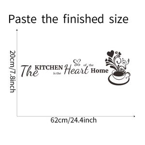 Adesivo murale per cucina con dimensioni 62cm x 20cm e citazione decorativa sul caffè