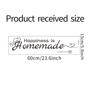 Happiness is Homemade kitchen wall sticker detail with 60x15cm dimensions and chef hat icon