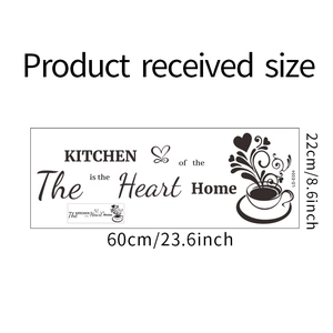 Dettaglio dimensioni dell'adesivo murale per cucina con misure di 60cm per 22cm in scala