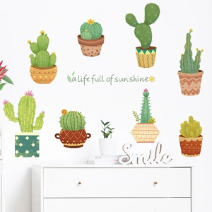 Stickers muraux de cactus en pot avec texte sunshine pour décoration intérieure
