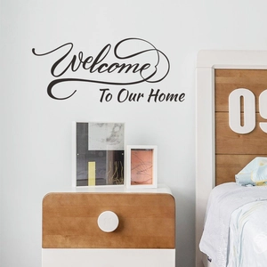 Welcome To Our Home Lettering Wall Sticker Black PVC Art Decal For Living Room Bedroom Kitchen Home Decoration