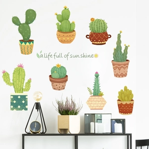 Stickers muraux de cactus en pot autocollants avec texte A Life Full of Sunshine