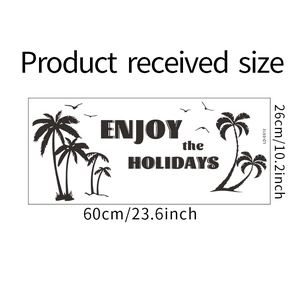 Détail du sticker mural palmier tropical avec texte et dimensions précises de 60x26cm
