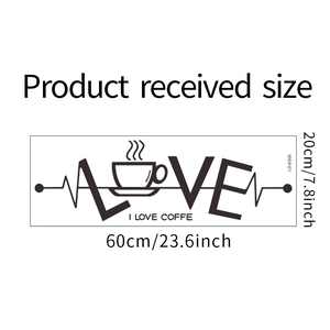 Details zur Coffee Love Wandtattoo-Größe 60x20cm mit Herz und Tassen-Motiv Design
