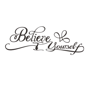Sticker mural 'Believe Yourself' noir minimaliste pour décoration de salon moderne