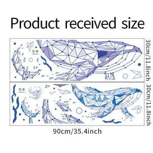 Détail de la planche de stickers muraux dauphin géométrique avec vagues et bulles