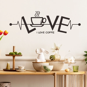 I LOVE COFFEE Wandtattoo mit Herz-Tasse-Design für Café und Heim-Innendekoration