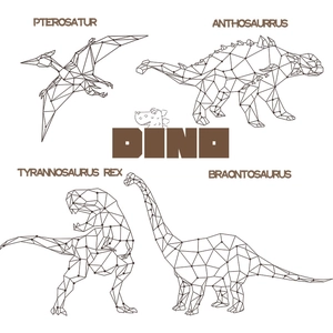 Geometric dinosaur wall stickers set with T-Rex and Pterosaur for kids' room decoration