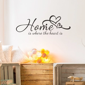 Home Is Where The Heart Is English Quote Wall Sticker PVC Decorative Heart Decal For Bedroom Living Room Background Decor