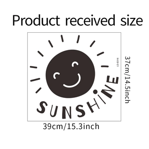 Detailed dimension layout for sunshine wall decal showing size 39cm by 37cm