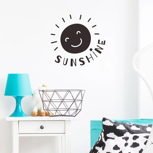 Modern Sun Smiling Face Sunshine Letter Wall Sticker PVC Self Adhesive DIY Home Decor For Bedroom Nursery Living Room Minimalist