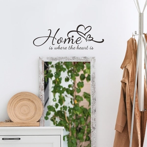 Black vinyl wall decal Home Is Where The Heart Is for bedroom wall decoration