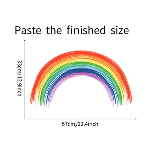 Rainbow wall sticker with hand-painted style showing dimensions 57x33cm for home decor