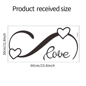 Spécifications de taille pour l'autocollant mural Infinity Love Heart de 60x30cm