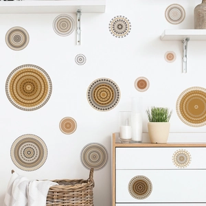 Stickers muraux mandala bohème aux tons terreux pour salon et décoration de meubles
