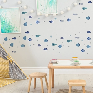 Cartoon ocean fish and starfish wall stickers for children room and nursery wall decor