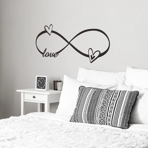 Modern black infinity love wall decal stickers for bedroom and living room decor