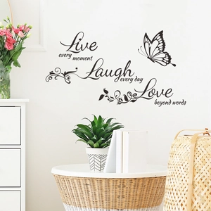 Inspirational English quotes and butterfly wall sticker for cozy living room decor
