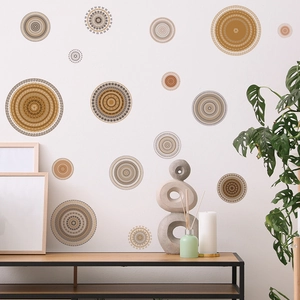 Stickers muraux mandala bohème aux tons terreux pour décoration d'intérieur