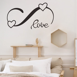 Sticker Mural en PVC Amovible Symbole Infini Cœur Love Moderne Minimaliste Décoration Murale pour Chambre Salon Fond de Mur