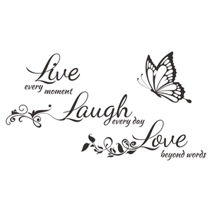 Inspirational wall decal with quotes and butterflies for living room wall decoration
