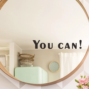 Inspirational 'YOU CAN!' motivational wall sticker for round mirrors and home decor