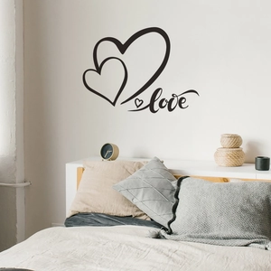 Minimalist black heart and love wall decal for modern bedroom and living room decor