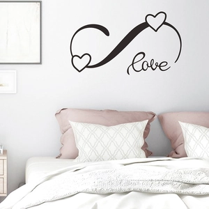 Sticker mural signe infini love avec cœurs pour déco minimaliste chambre et salon