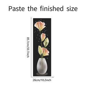 Detail view of floral wall sticker with dimensions 85.7cm by 26cm for home decor