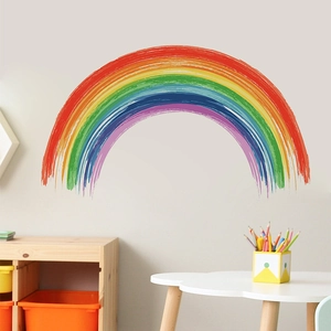 Artistic hand-painted rainbow wall sticker for children's room and nursery decor