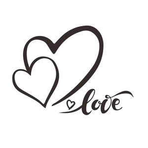 Minimalist black heart and love lettering wall decal for romantic home decor
