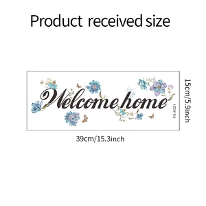 Specifiche dettagliate sulle dimensioni dell'adesivo da parete floreale Welcome Home 39x15cm