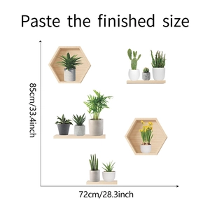 Tabella taglie per adesivi murali con piante in vaso, 85 cm x 72 cm per decorazione casa