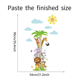 Plan détaillé des dimensions pour stickers muraux animaux, mesurant 90cm sur 54cm