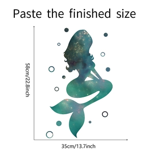 Adesivo murale sirena stellata con etichette di dimensioni da 58cm per 35cm