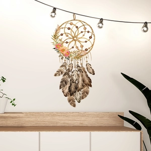 Bohemian Dreamcatcher Wall Sticker PVC Feather Flower Decor For Living Room Bedroom Ethnic Style Art Wall Decal Home Decoration